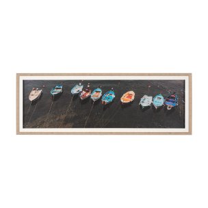 Neatly Moored by Mercana Studio a Hand Embellished Textured Framed Photo Art Print Matted under Glas