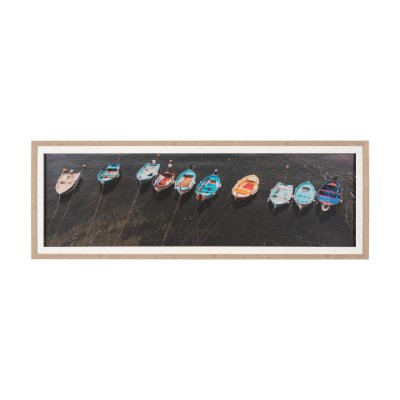15174 - Neatly Moored by Mercana Studio a Hand Embellished Textured Framed Photo Art Print Matted under Glas