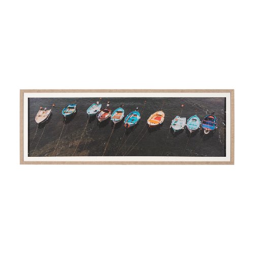 15174 - Neatly Moored by Mercana Studio a Hand Embellished Textured Framed Photo Art Print Matted under Glas