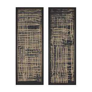 Woven Lines II Tan  by Mercana Studio a Hand Embellished Textured Framed Art Print