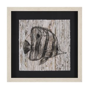 Wood Grain Fish I by Mercana Studio a Hand Embellished Textured Framed Art Print Matted under Glass