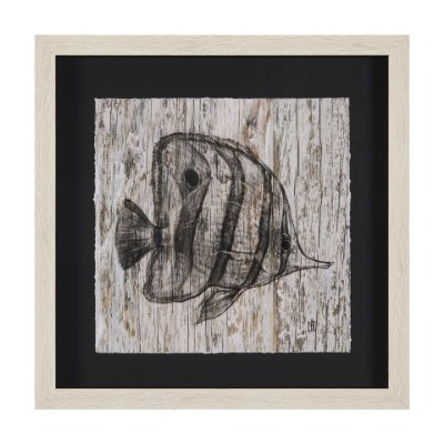 15197 - Wood Grain Fish I by Mercana Studio a Hand Embellished Textured Framed Art Print Matted under Glass