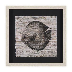 Wood Grain Fish II by Mercana Studio a Hand Embellished Textured Framed Art Print Matted under Glass