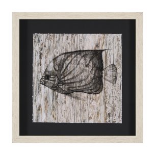 Wood Grain Fish IV by Mercana Studio a Hand Embellished Textured Framed Art Print Matted under Glass
