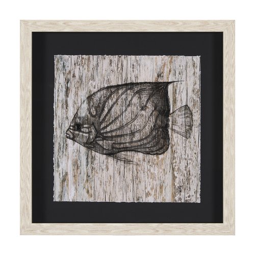 15200 - Wood Grain Fish IV by Mercana Studio a Hand Embellished Textured Framed Art Print Matted under Glass