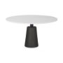 70781-AB - Maxwell 48" Round White Marble Top w/ Black Metal and Wood Pedestal Base Dining Table