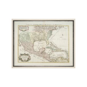 Carte Du Mexique Et De La Floride by Mercana Studio a Hand Embellished Textured Framed Art Print