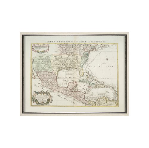 15176 - Carte Du Mexique Et De La Floride by Mercana Studio a Hand Embellished Textured Framed Art Print