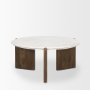 70561-AB - Rumer Dark Brown Wood w/ White Marble Coffee Table