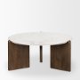 70561-AB - Rumer Dark Brown Wood w/ White Marble Coffee Table
