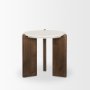 70562 - Rumer Dark Brown Wood w/ White Marble Side Table