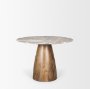 70564-AB - Allyson 42" Round Brown Wood Pedestal w/Savar Pink Marble Top Dining Table