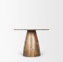 70564-AB - Allyson 42" Round Brown Wood Pedestal w/Savar Pink Marble Top Dining Table
