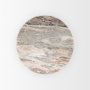 70564-AB - Allyson 42" Round Brown Wood Pedestal w/Savar Pink Marble Top Dining Table
