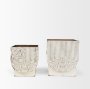 70547 - Medina Off White w/ Gold Antiquing Metal Planters (Set of 2)