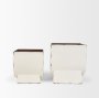 70547 - Medina Off White w/ Gold Antiquing Metal Planters (Set of 2)