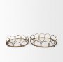70549 - Lenore Round Metal/Mirror Tray Gold (Set of 2)