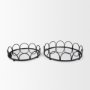 70550 - Lenore Round Metal/Mirror Tray Black (Set of 2)