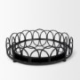 70550 - Lenore Round Metal/Mirror Tray Black (Set of 2)