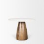 70563-AB - Allyson 42" Round Brown Wood Pedestal w/Banswara White Marble Top Dining Table