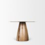 70563-AB - Allyson 42" Round Brown Wood Pedestal w/Banswara White Marble Top Dining Table