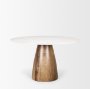 70565-AB - Allyson 48" Round Brown Wood Pedestal w/ White Marble Top Dining Table