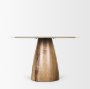 70565-AB - Allyson 48" Round Brown Wood Pedestal w/ White Marble Top Dining Table