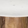70565-AB - Allyson 48" Round Brown Wood Pedestal w/ White Marble Top Dining Table