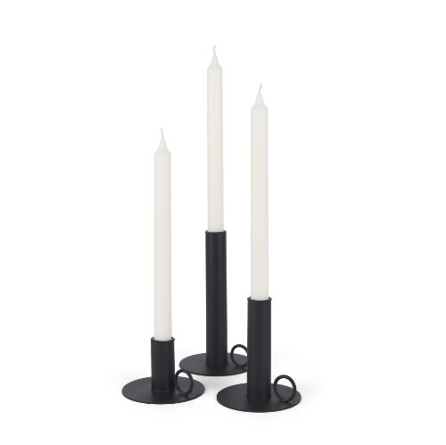 70524 - Noir Matte Black Metal Candle Holders (Set of 3)
