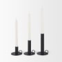 70524 - Noir Matte Black Metal Candle Holders (Set of 3)