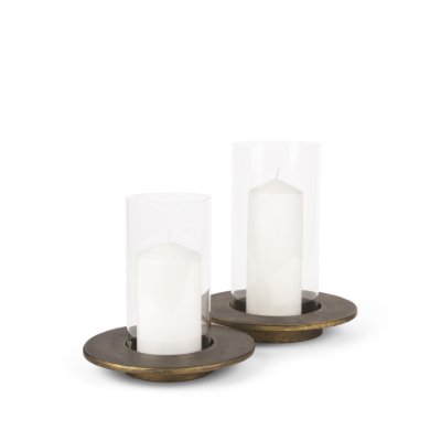 70539 - Vivian Gold Metal and Glass Hurricane Candle Holder (Set of 2)