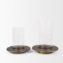 70539 - Vivian Gold Metal and Glass Hurricane Candle Holder (Set of 2)