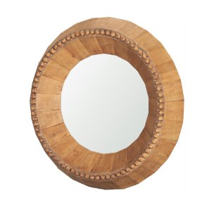 Ranela Light Brown Beaded Wooden Wall Mirror