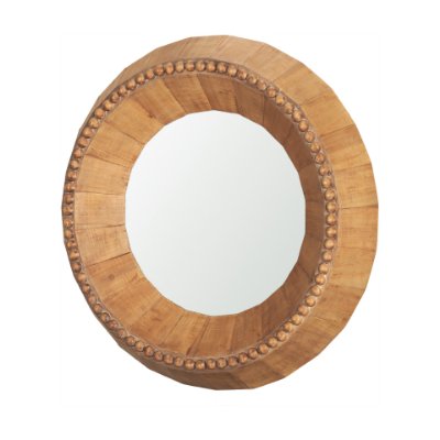 70600 - Ranela Light Brown Beaded Wooden Wall Mirror