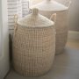 70225 - Kairi Set of 2 Seagrass Floor Baskets w/ Lids and Handles