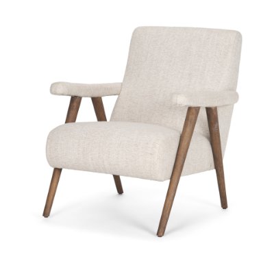 70408 - Nico Oatmeal Upholstered w/ Brown Wood Accent Chair