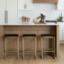 67852 - Givens 24.25"H Brown Wood Seat Gold Metal Frame Stool