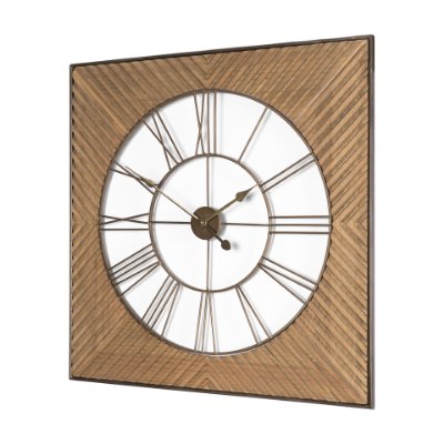 70602 - Rondell Light Brown Wood W/ Gold Metal Wall Clock