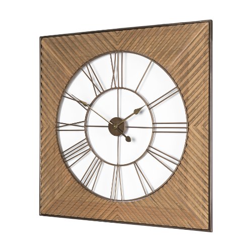 70602 - Rondell Light Brown Wood W/ Gold Metal Wall Clock