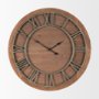 70603 - Raul Medium Brown Wood W/ Silver Metal Wall Clock