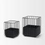 70536 - Verna Matte Black Wire Cage Metal Planters (Set of 2)