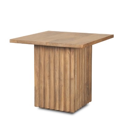 70631 - June Light Brown Wood w/ Fluting Square Side Table