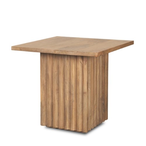 70631 - June Light Brown Wood w/ Fluting Square Side Table