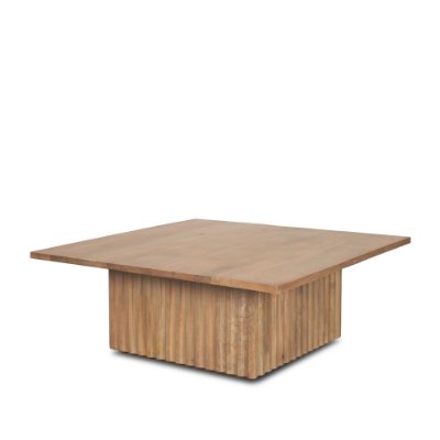 70632-AB - June Light Brown Wood w/ Fluting Square Coffee Table