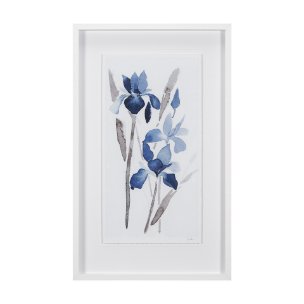 Blue Iris I by Mercana Studio a Hand Embellished Textured Framed Art Print Matted under Glass