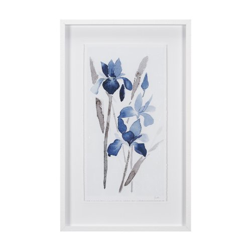 15219 - Blue Iris I by Mercana Studio a Hand Embellished Textured Framed Art Print Matted under Glass