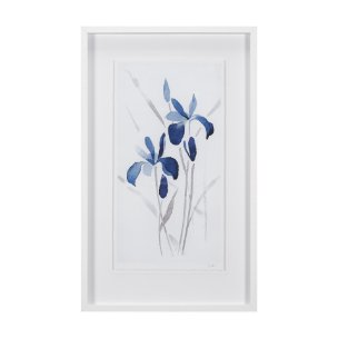Blue Iris II by Mercana Studio a Hand Embellished Textured Framed Art Print Matted under Glass