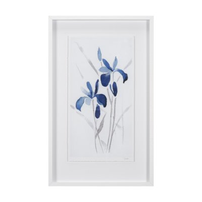 15220 - Blue Iris II by Mercana Studio a Hand Embellished Textured Framed Art Print Matted under Glass