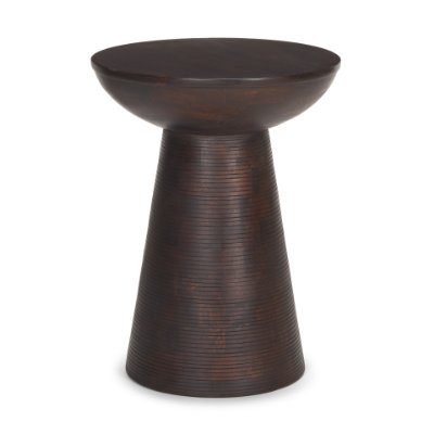 70510 - Novell Dark Brown Wood Pedestal Accent Table