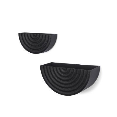 70532 - Shilo Matte Black Metal Hanging Wall Planter (Set of 2)